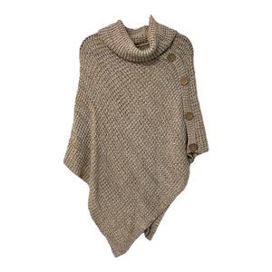 Boutique All Season Tan Knitted Shawl with buttons